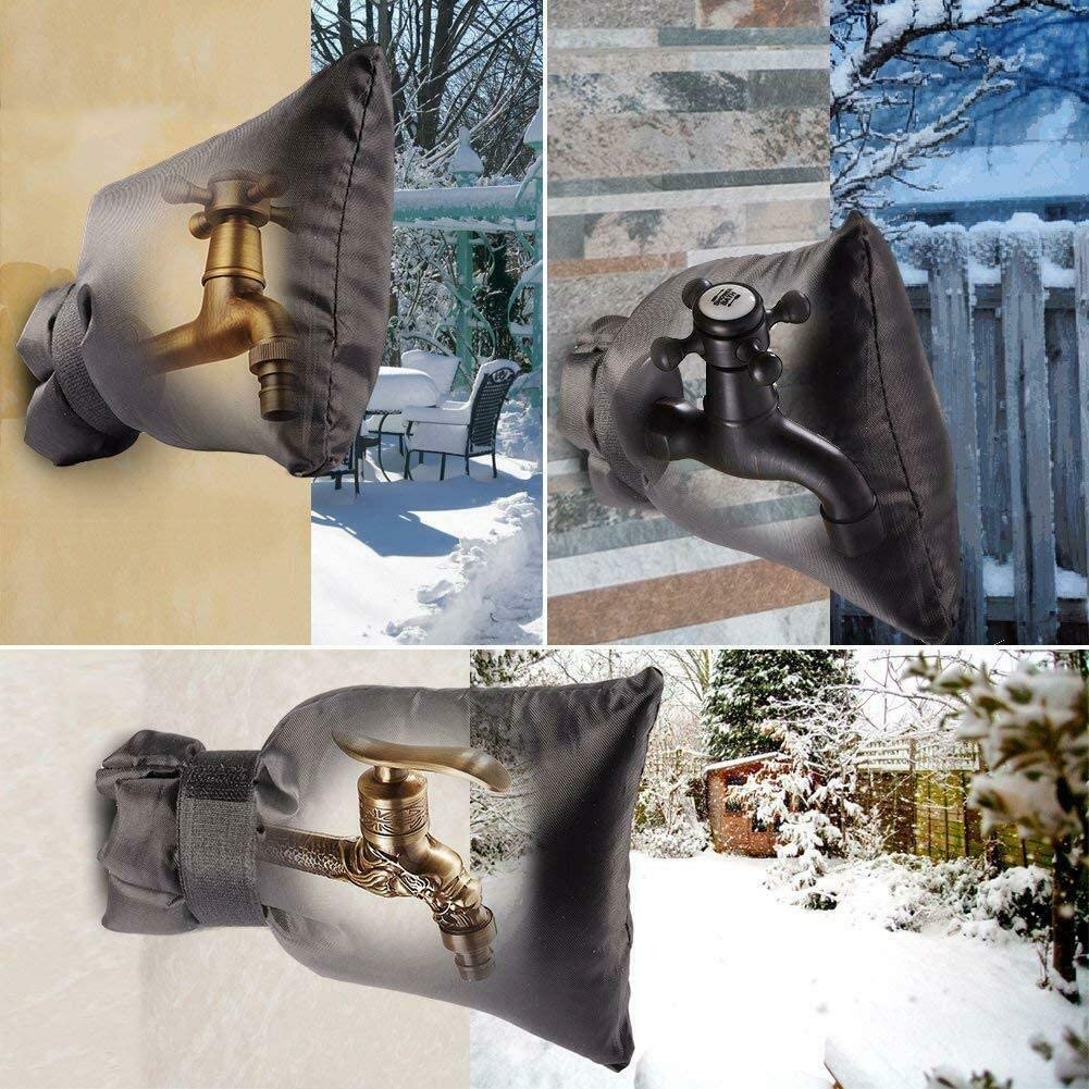 2Pack Outdoor Faucet Covers for Winter,8.5"x6.7"x2" Pro Spigot Cover Freeze Protection,Outdoor Water Socks with Reflective Strips for Winter Spigot Cover Pipe Insulation Reusable Waterproof,Black