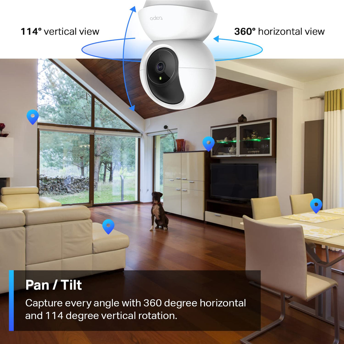 Tapo C210P2 2K 3MP Pan/Tilt Indoor Security Camera Set, Pet Camera