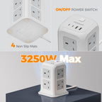 TESSAN 8 Way Tower Extension Lead 2M with 4 USB Slots (2 USB C)