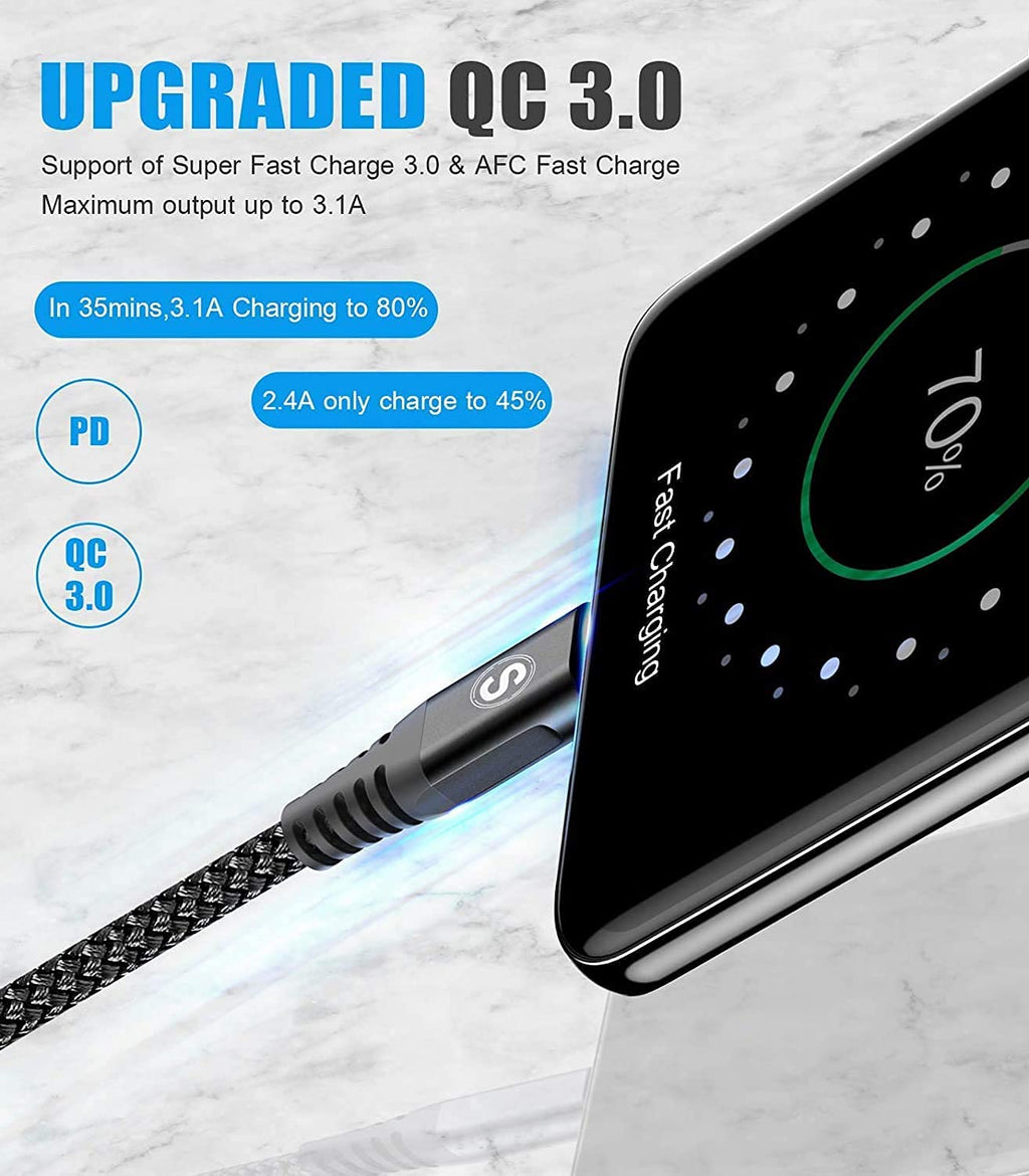2-Pack 2m 60W USB C to USB C Charger Cable, PD Type C Super Fast Charging for iPhone 17 air 16 15 MacBook iPad Pro, Samsung Flip Fold 7 6 5 S26 S25 S24 S23 Ultra, Steam Deck, Nintendo Switch etc