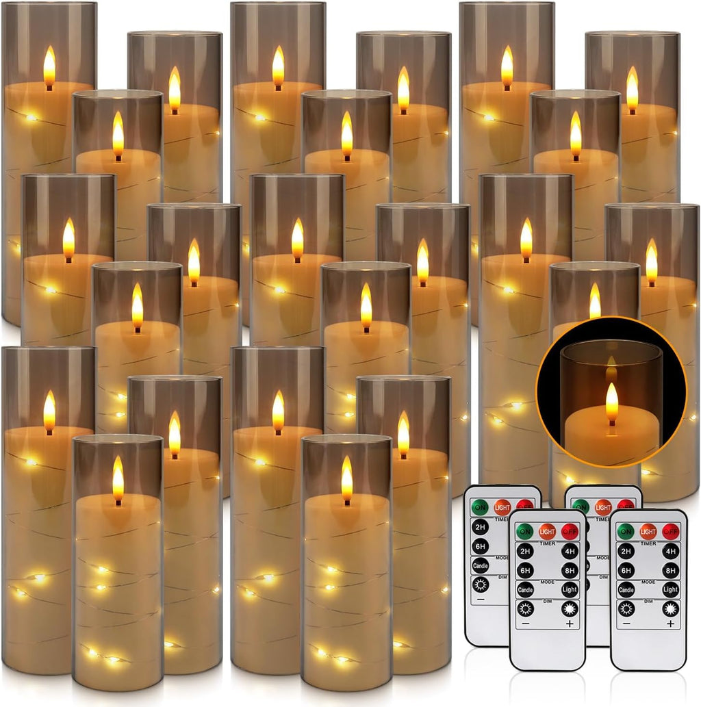 YOROXRG Solar flameless Candles Outdoor Waterproof,Dusk to Dawn Outdoor Lighting, Flickering fameless Reusable LED Light Candles for Lantern Garden Camping and Home Decor, 3D Wick (3"X6") Set of 2