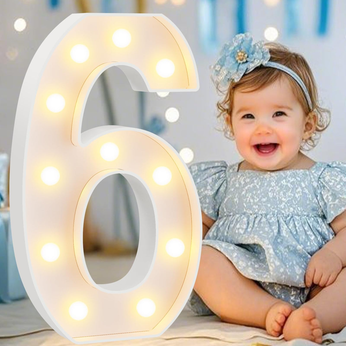 Pooqla 2.4FT Light Up Numbers, Marquee Numbers 2.4 Feet Tall Party Decor for Her Him, Mosaic Big Sign for 7th 17th 70th Birthday Anniversary Decoration Backdrop, Large Pre-Cut Frame Number 7