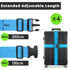 WISYOK Luggage Straps Extended, 4 Pack, 130-250cm Adjustable, Pink SkyBlue