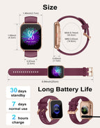 RUIMEN Smart Watch Answer Dial Call,Smart Watches for Women Men 1.85" HD Screen Fitness watch with SpO2 Heart Rate Sleep Monitor Step Counter Waterproof 100+ Sports Mode for Android iOS (2 Bands)