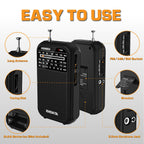 XHDATA D219 Portable Radio Retro FM AM SW Radio Battery Operated for Household Outdoor Camping Hiking Pocket Radio Beige