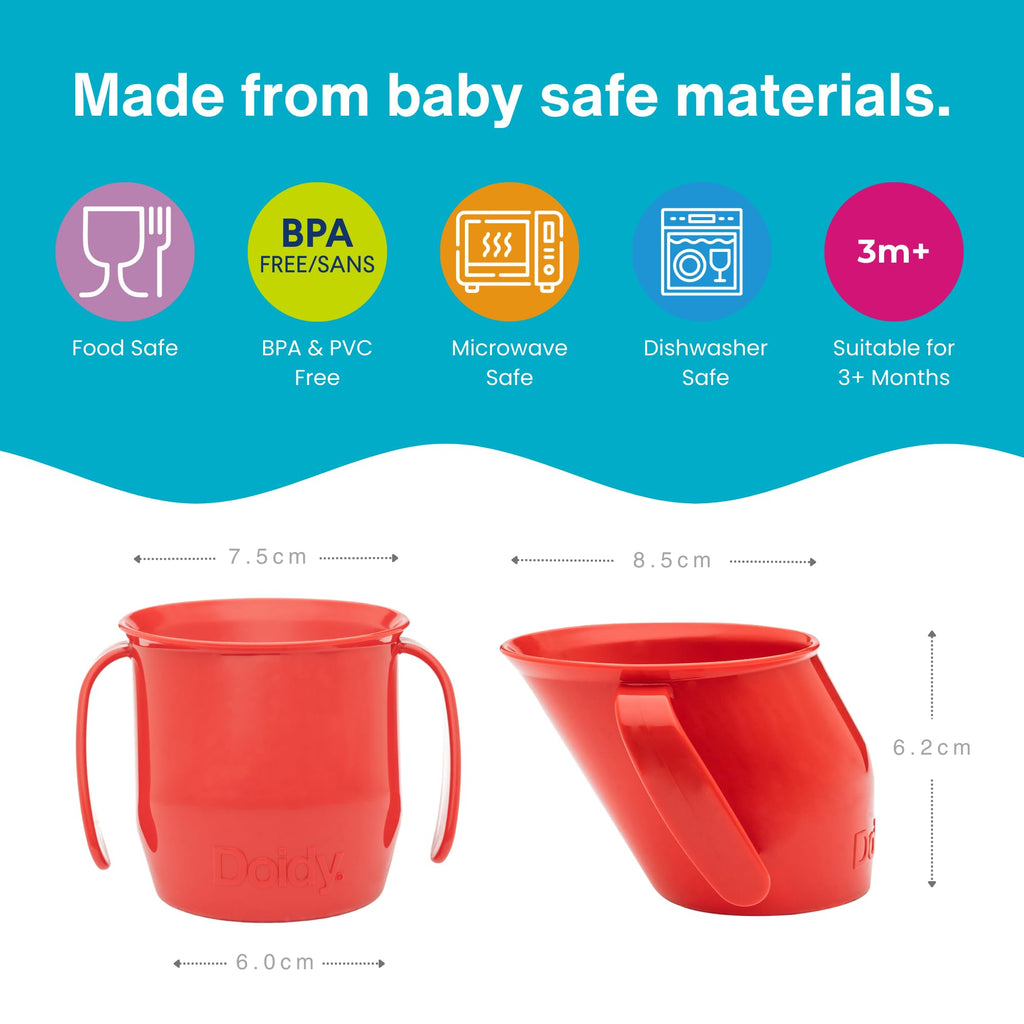 Doidy Cup, Open Cup for Training Baby 6 Months-3 Years, 200ml, Slanted Weaning Cup with Handles for Learning to Drink, BPA Free (Orange)