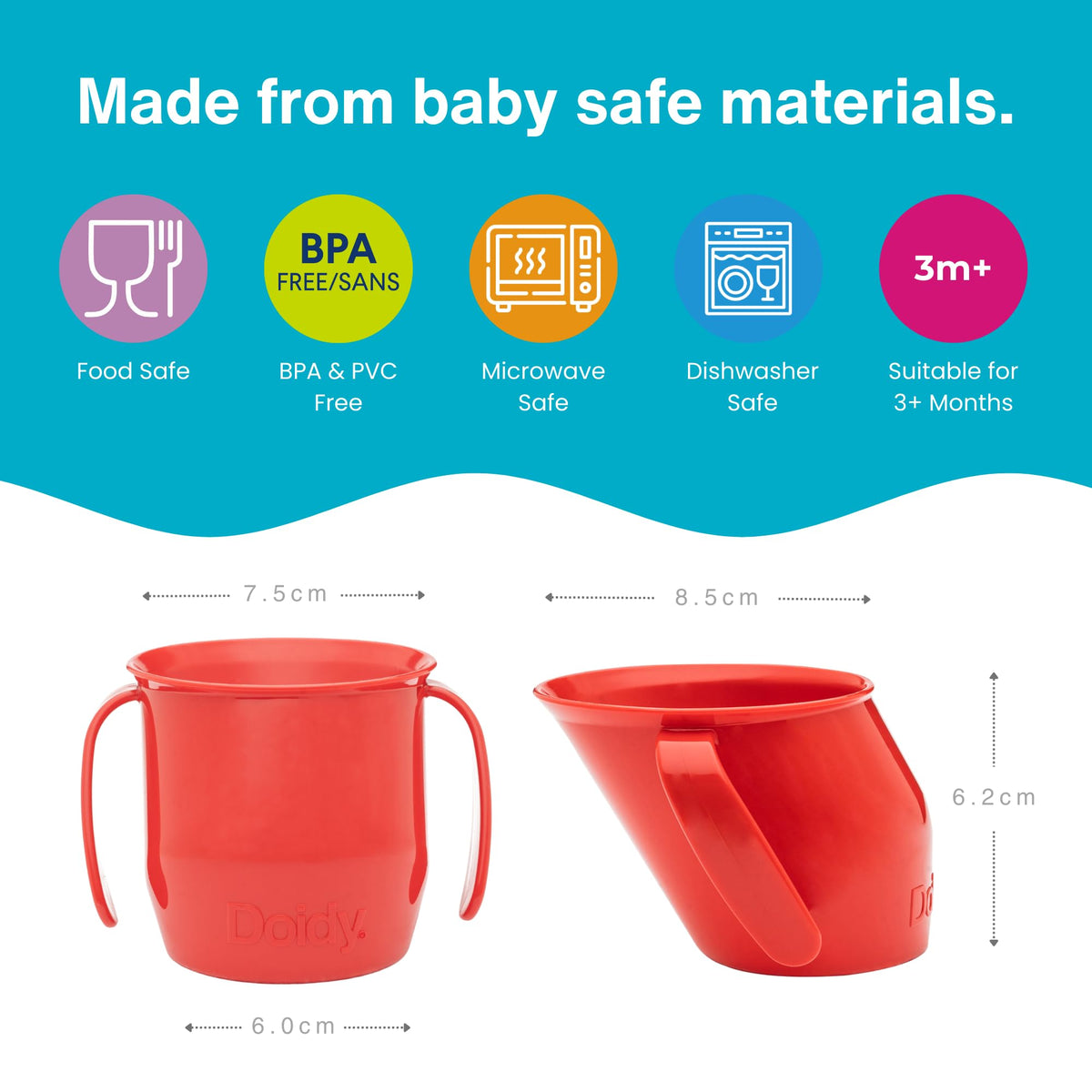 Doidy Cup, Open Cup for Training Baby 6 Months-3 Years, 200ml, Slanted Weaning Cup with Handles for Learning to Drink, BPA Free (Orange)