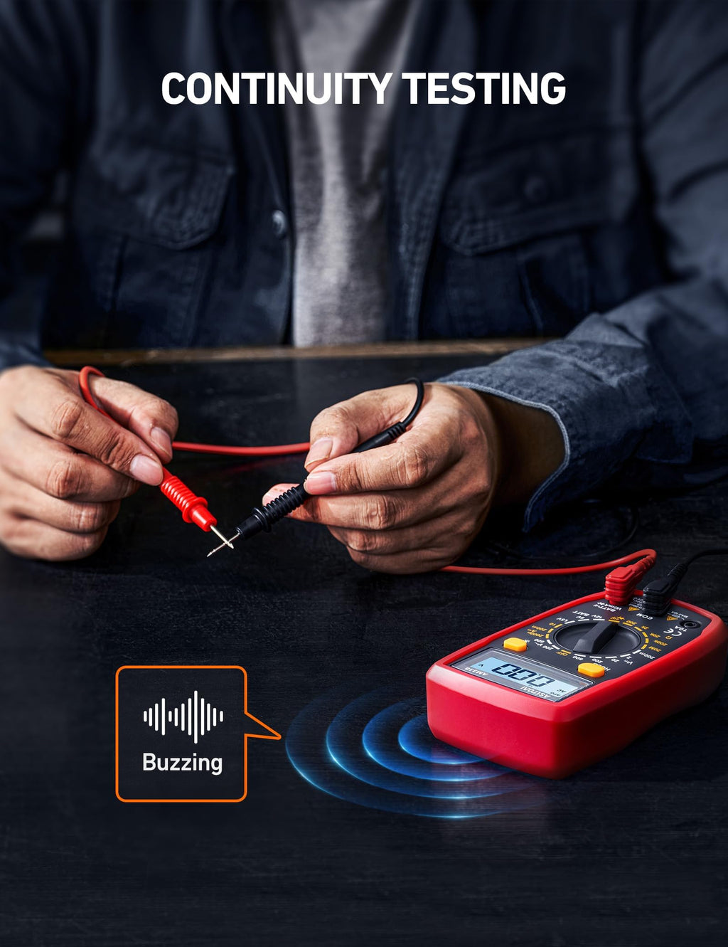 AstroAI Digital Multimeter Tester 2000 Counts with DC AC Voltmeter and Ohm Volt Amp Meter; Measures Voltage, Current, Resistance, Continuity and Diode, Blue