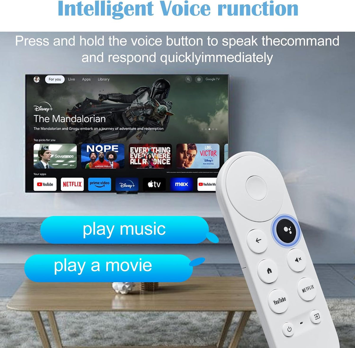 Replacement Voice Remote Control for Google Chromecast 4k Snow Streaming Media Player,Remote for Chromecast with Google TV HD/4K,Voice Remote Controls Replacement(Remote Control Only)