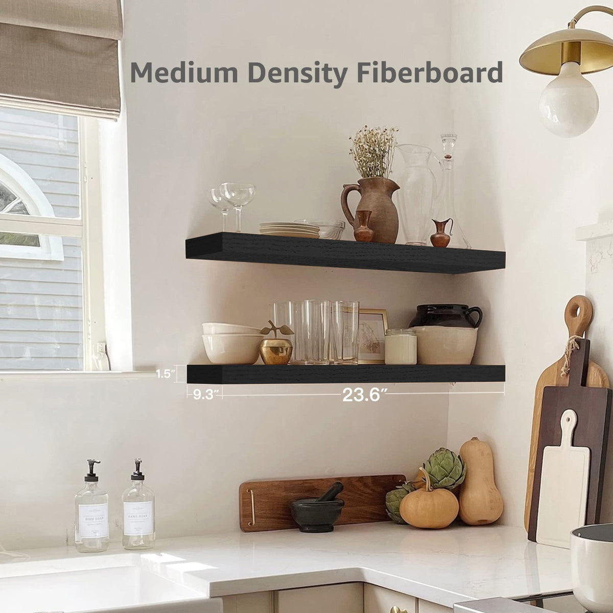 QEEIG Bathroom Floating Shelves for Wall (Brown, Set of 2, 15.7")