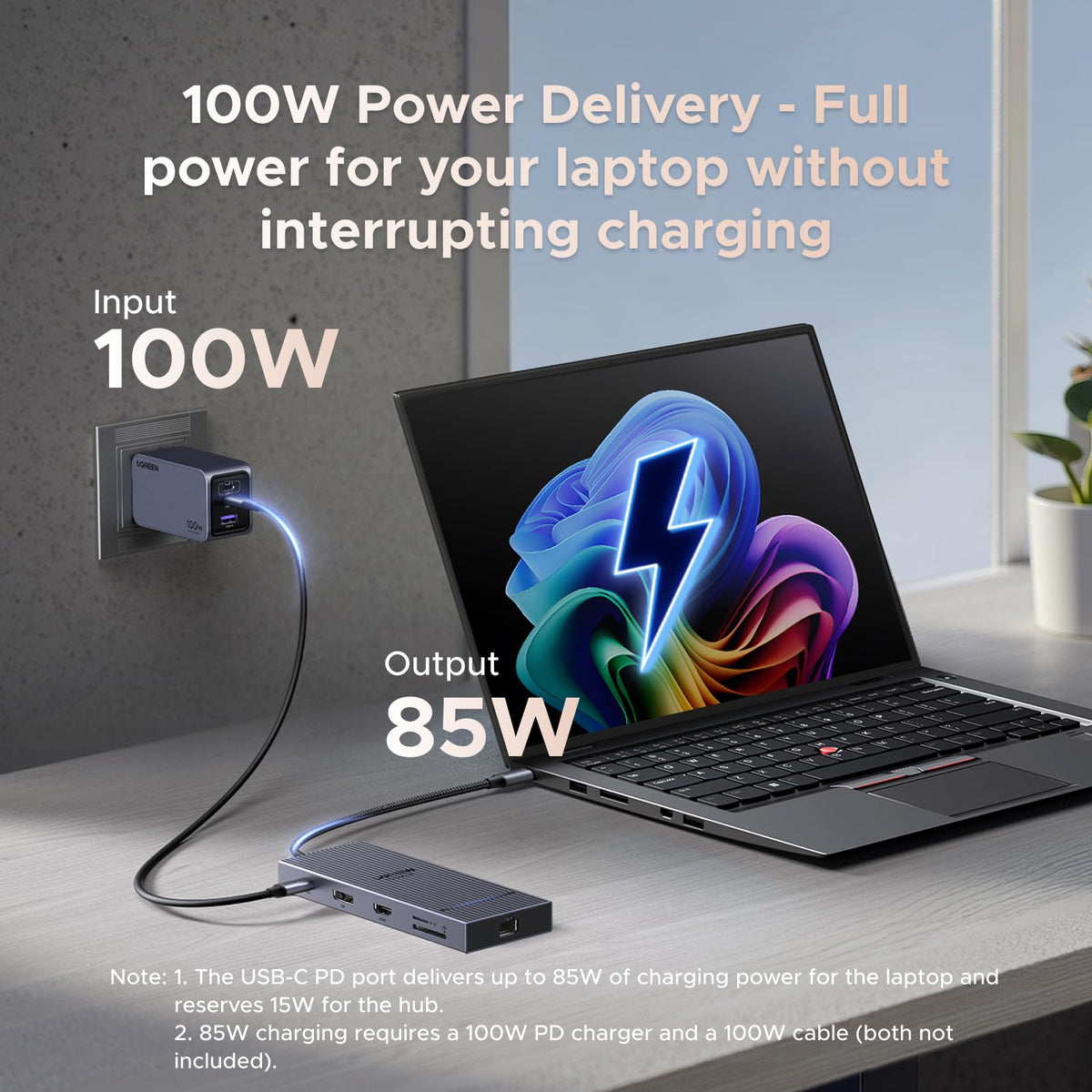UGREEN Laptop Docking Station Dual Monitor, Dual 4K@60Hz 7-in-1 USB C Hub