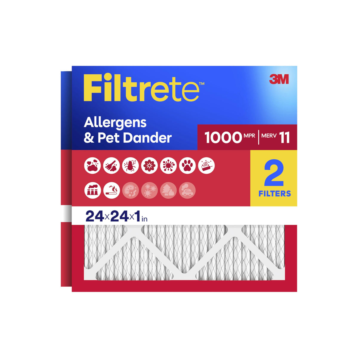 Filtrete 20x25x1 Air Filter, MERV 11, MPR 1000, 2 HVAC Filters