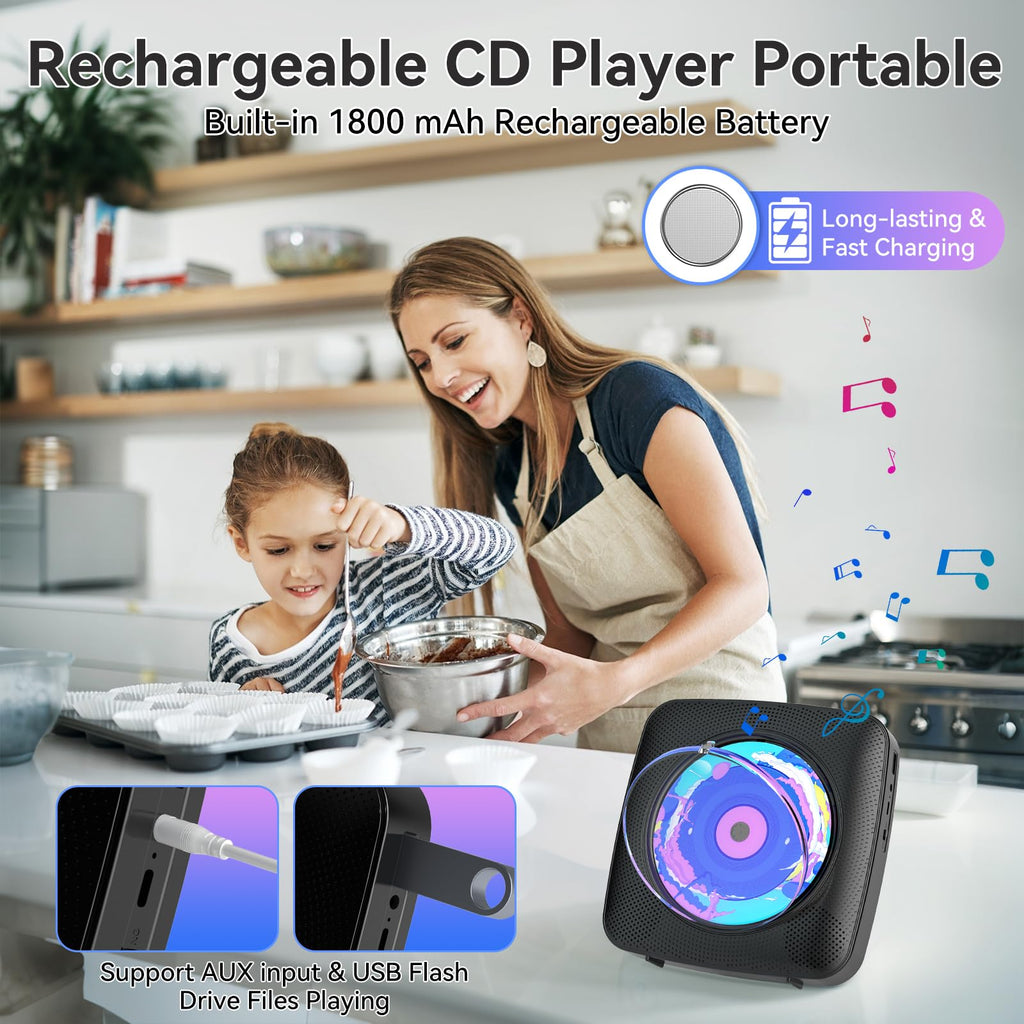 CD Player Portable: Kegaudio CD Players for Home with Speakers Bluetooth