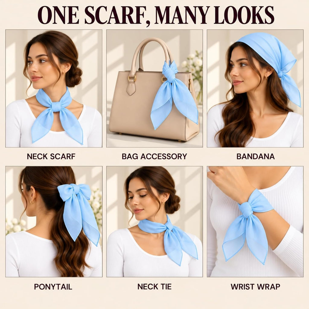 WESTEND CHOICE Square Chiffon Scarves Women's Neck Scarf 50s Retro Bandana