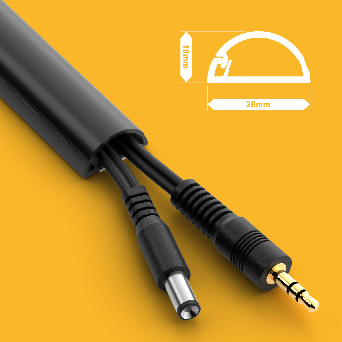 D-Line 30x15mm Cable Trunking 4m Multipack, Half Round Profile, Self-Adhesive Wire Cover, Paintable Cable Management - 10x 30mm (W) x 15mm (H) x 40cm Lengths and Accessories - Aluminium-Effect