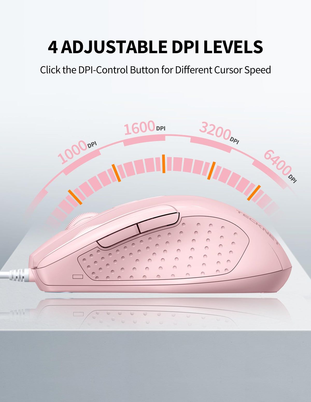 TECKNET USB Wired Mouse,6400 DPI Optical,6-Button Ergonomic Computer Mouse