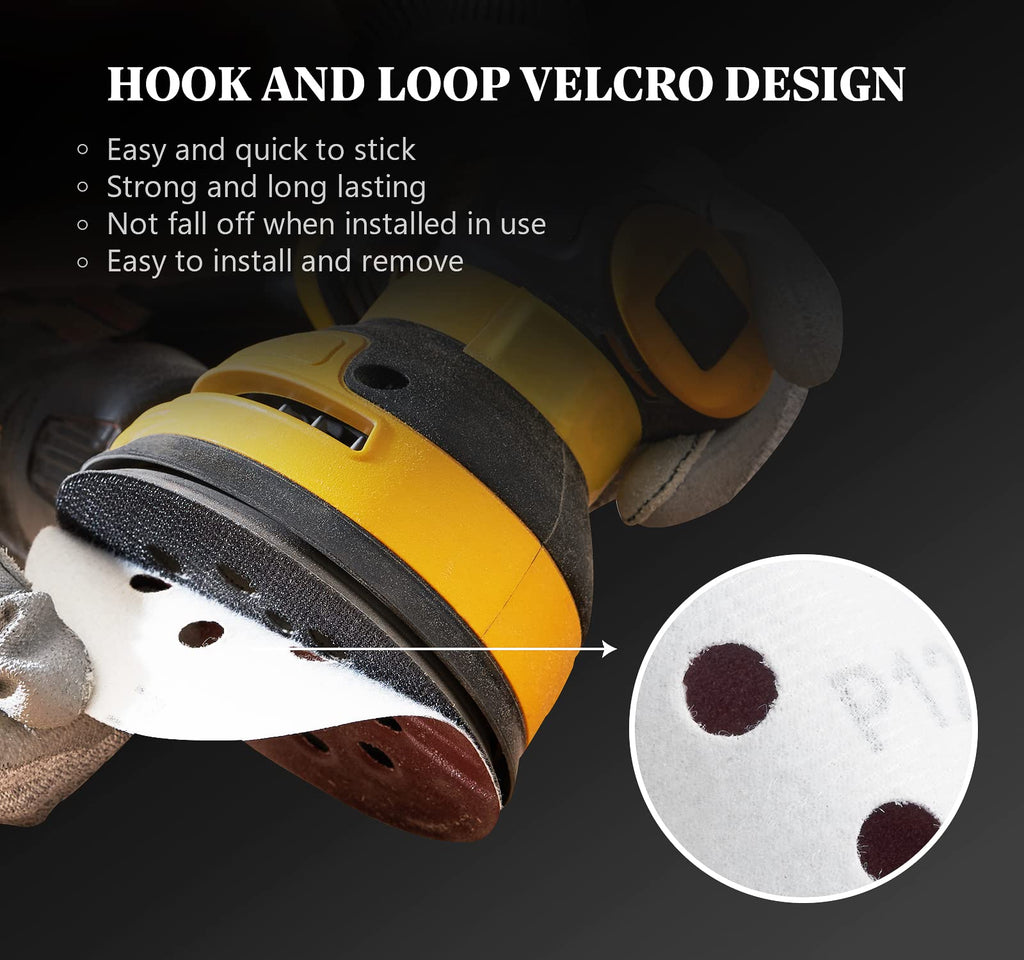 S SATC Sanding Discs 60 Grit 110Pcs Orbital Sander Discs 125mm Hook and Loop Round Orbital Sander Pads for Sanding