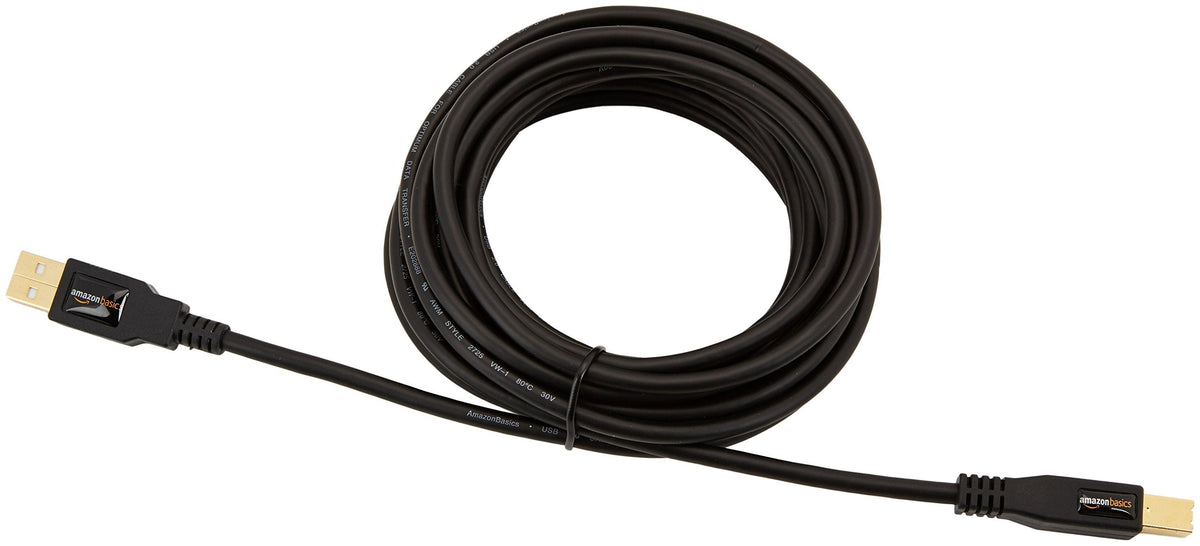 Amazon Basics USB Printer Cable, USB-A to USB-B 2.0, 1.8 m, Black
