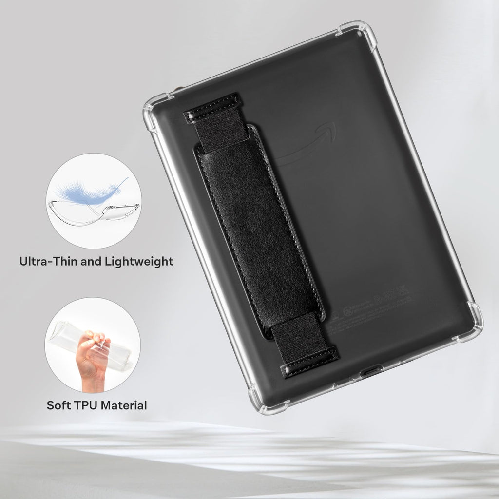 CoBak Clear Case for 6" Kindle 11th Generation 2024 and 2022 - Ultra-Slim Soft TPU Transparent Cover with Hand Strap, Lightweight & Durable Protection, Rose Gold