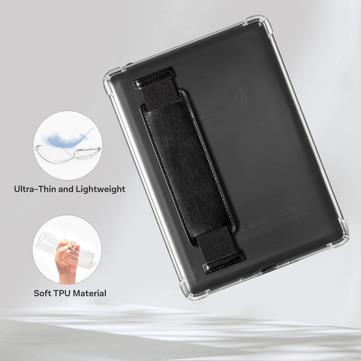 CoBak Clear Case for 6" Kindle 11th Generation 2024 and 2022 - Ultra-Slim Soft TPU Transparent Cover with Hand Strap, Lightweight & Durable Protection, Rose Gold