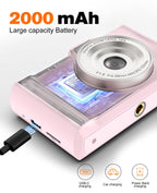 Digital Camera 4K 64MP Portable Vlogging Camera with 32GB SD Card