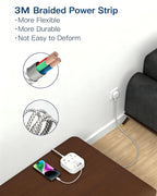 Addtam Extension Lead with USB Slots, Power Strips with 2 Way Outlets 4 USB