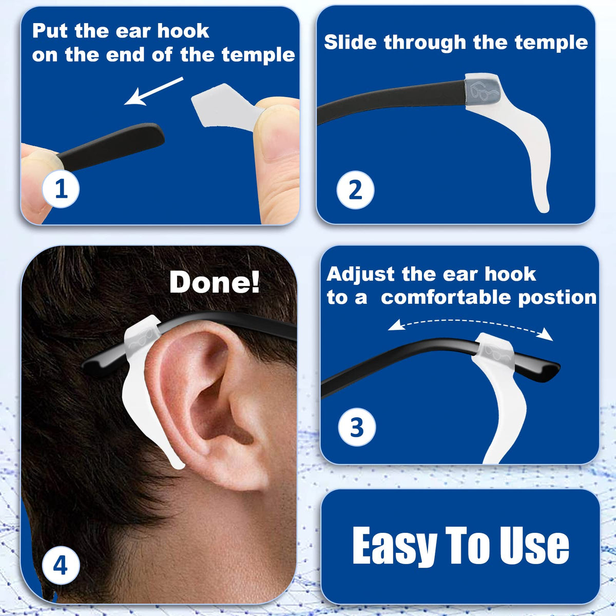 SMARTTOP Eyeglass Ear Grip-20 Pairs eye glasses ear grippers Anti-slip holders for ears,Silicone Ear Hook,glasses ear grip Retainer for Sports Glass Sunglasses Reading