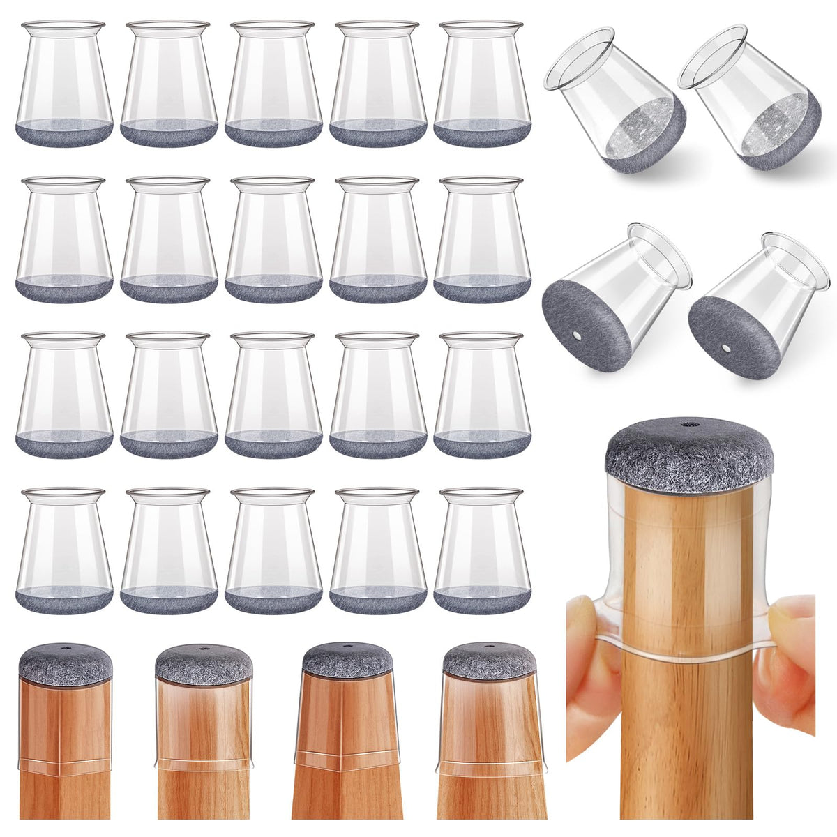 Ansible 24 Pcs Chair Leg Floor Protectors Round