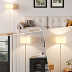 Ambimall Floor Lamp for Living Room with Smart Light Bulb, RGB + Stepless Dimmable Colors Temperature & Brightness(White Shade & Black Pole)