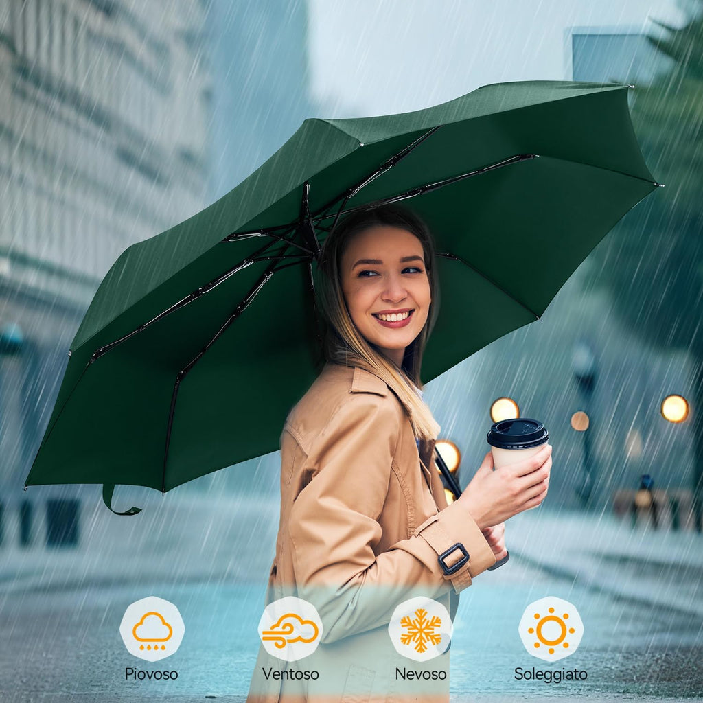 TechRise Umbrella, Compact Strong Windproof Automatic Umbrellas, Folding Lightweight, Portable Travel Golf Umbrella for Rain