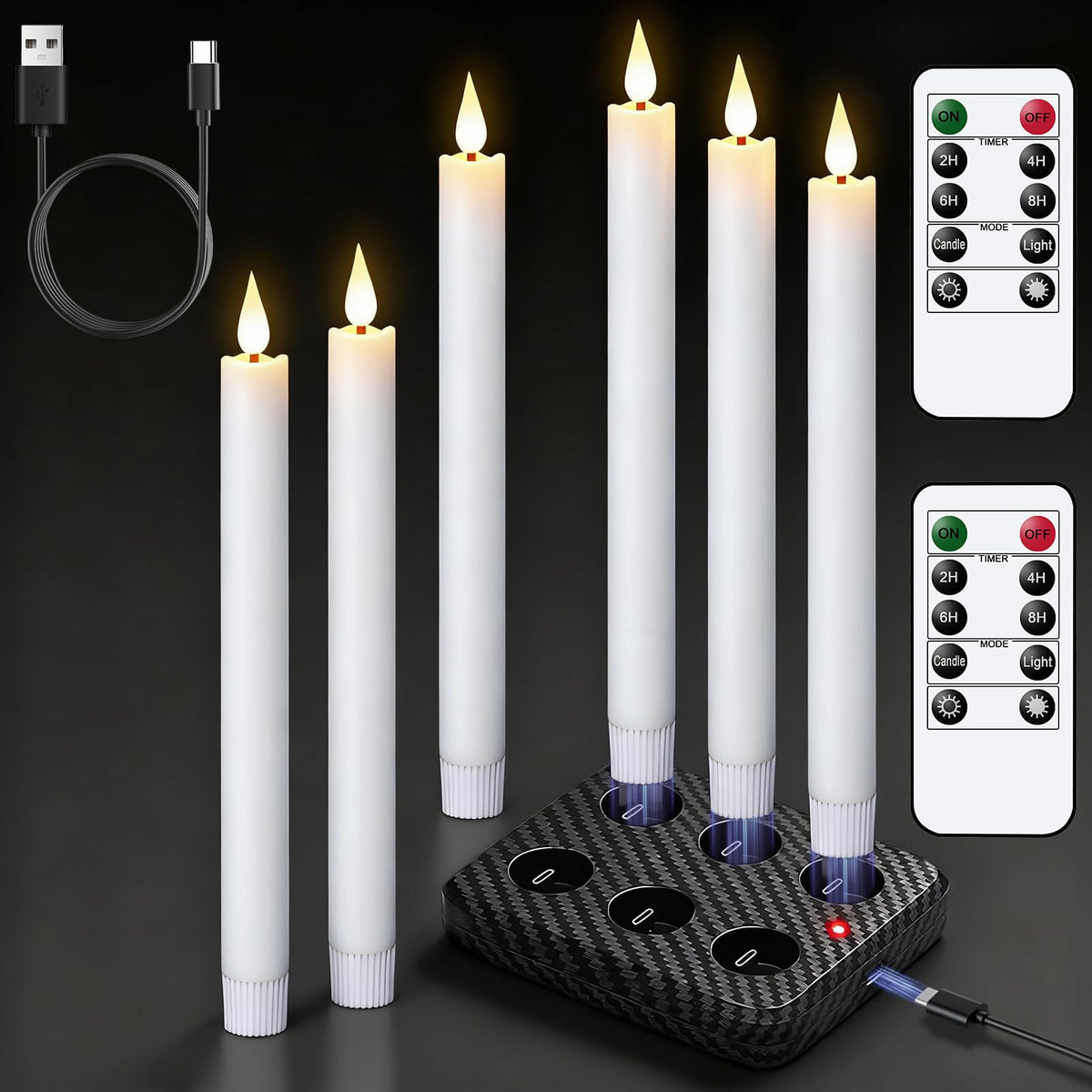 GenSwin Christmas Tree Flameless Taper Candles candlesticks Remote Timer