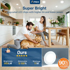 Amico 12 Pack 3 Inch LED Recessed Lighting, Canless Wafer Downlight, White