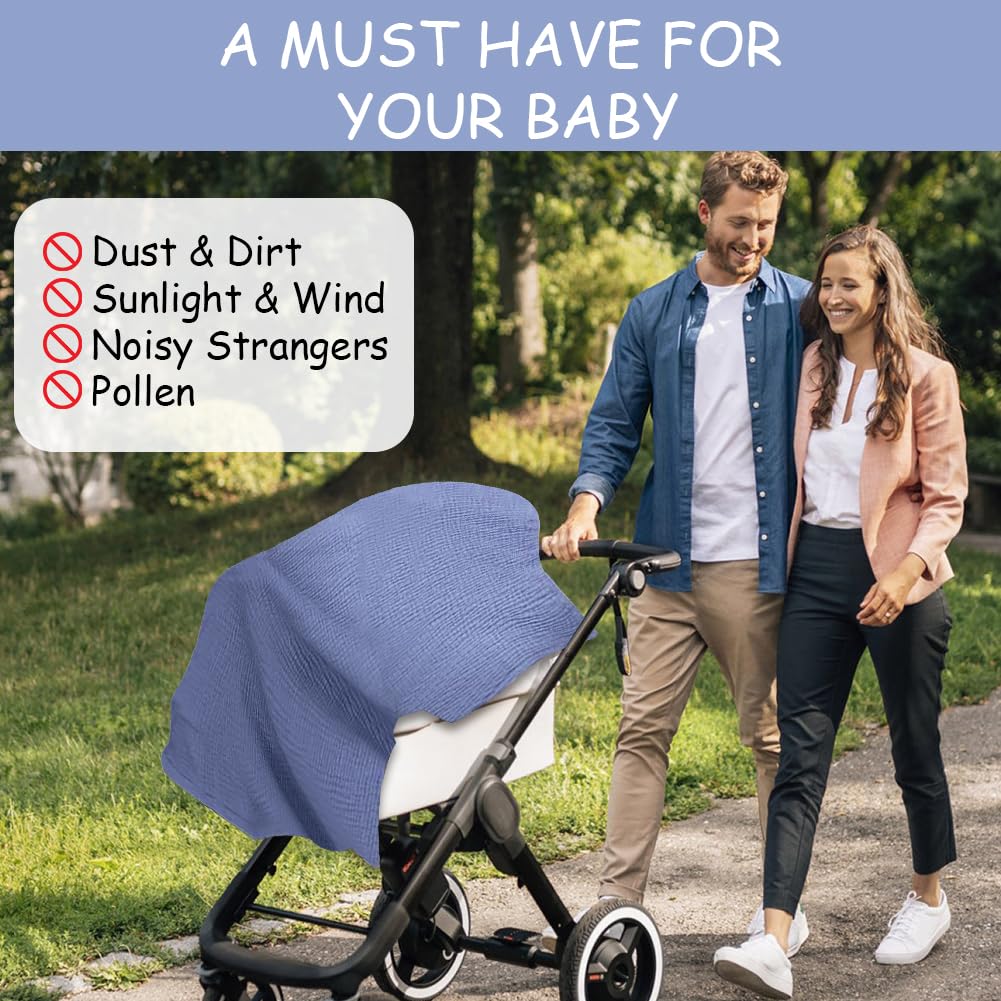 Aolso Breastfeeding Cover Nursing Cover, Muslin Cotton Soft Breathable Nursing Cover, Adjustable Strap Breast Feeding Coverall for Car Seat Blanket and Stroller Coverall (White-Bear)