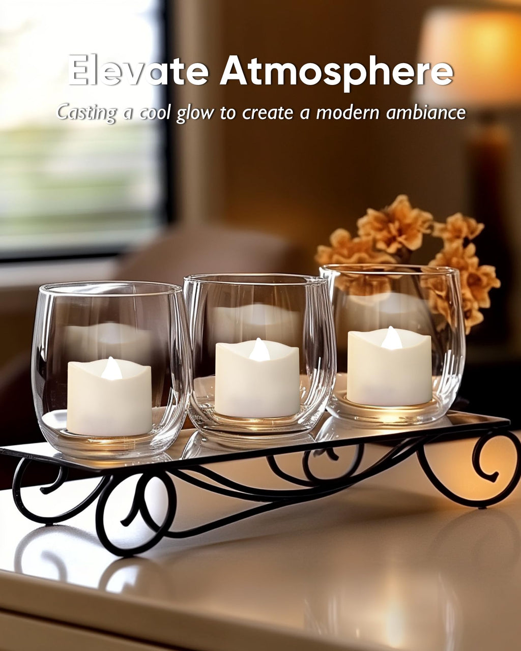 Homemory 24-Pack Flameless Tea Lights Candles Battery Operated, 200+ Hours