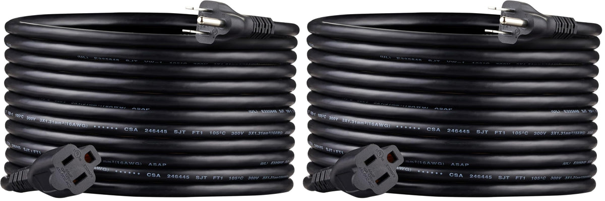 Amazon Basics Extension Cord, 3 Prong Outlet Extender, Indoor Power Cord, 13 Amps, 125V, 6 Ft, Black