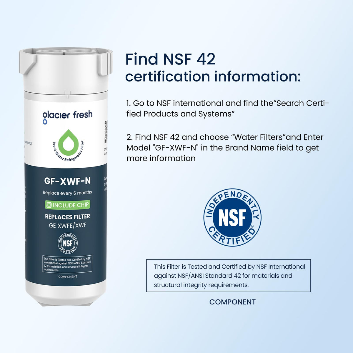 GLACIER FRESH XWFE (Built-in CHIP) Refrigerator Water Filter Pack of 1