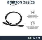 Amazon Basics Toslink Optical Audio Cable for Sound Bar, Home Theatre, 1 m, Black