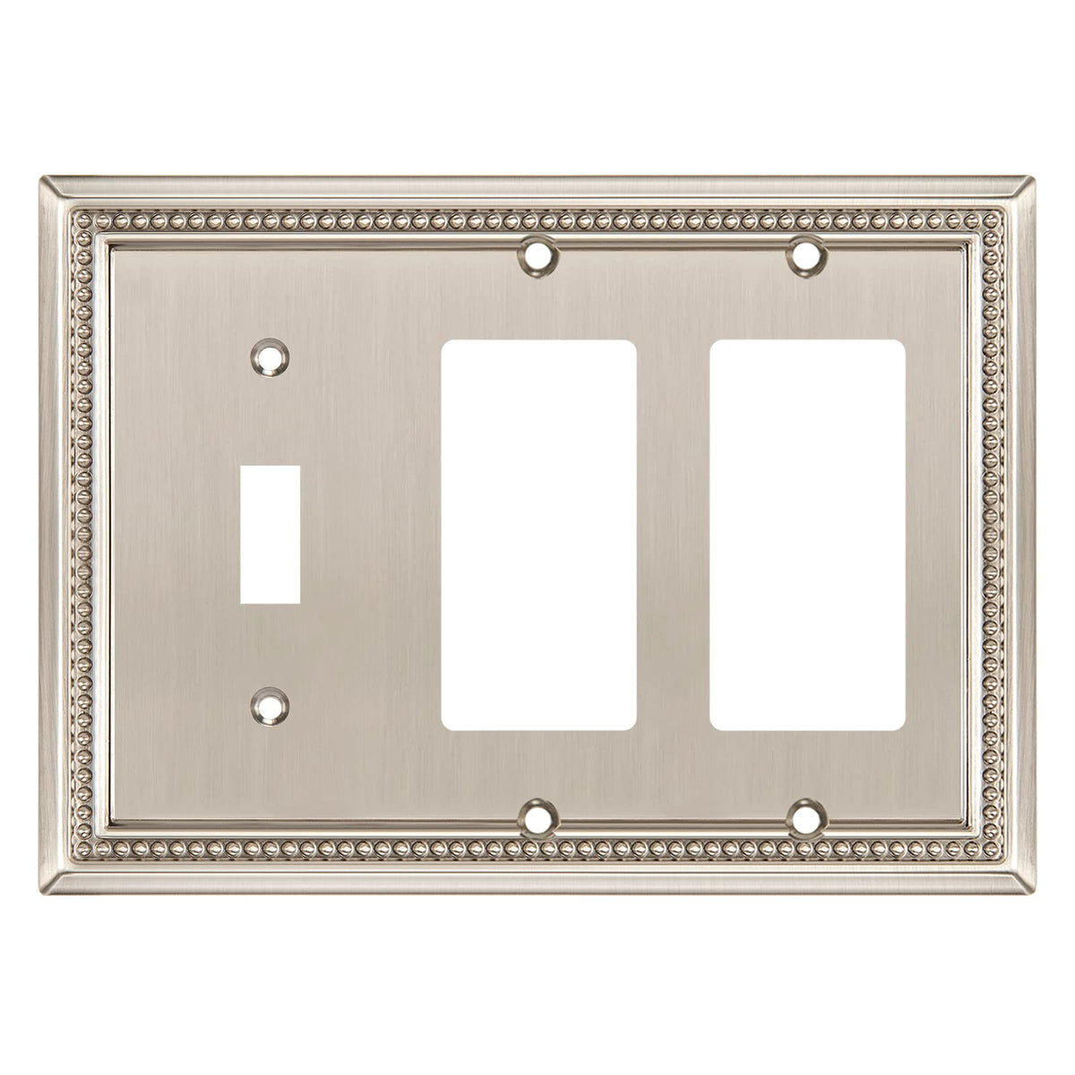 Sunken Pearls Heavy-Duty 4 Toggle Light Switch Plate, Antique Brass, 1 Pack
