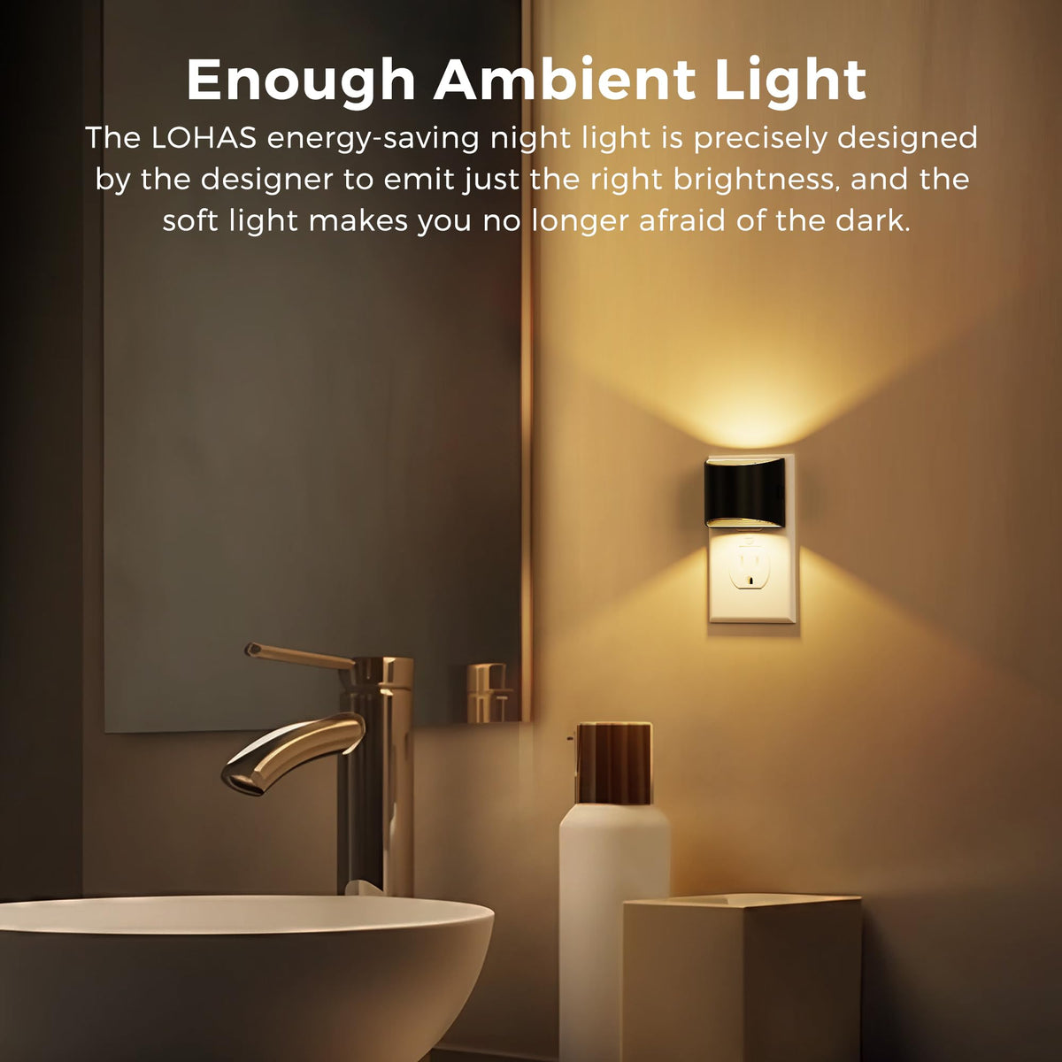 L LOHAS LED Night Lights Plug into Wall, Dimmable Night Light 2 Pack