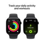 Apple Watch Series 11 GPS 42mm Smartwatch with Space Grey Aluminium Case with Black Sport Band S/M. Sleep Score, Fitness Tracker, Health Monitoring, Always-On Display, Water Resistant
