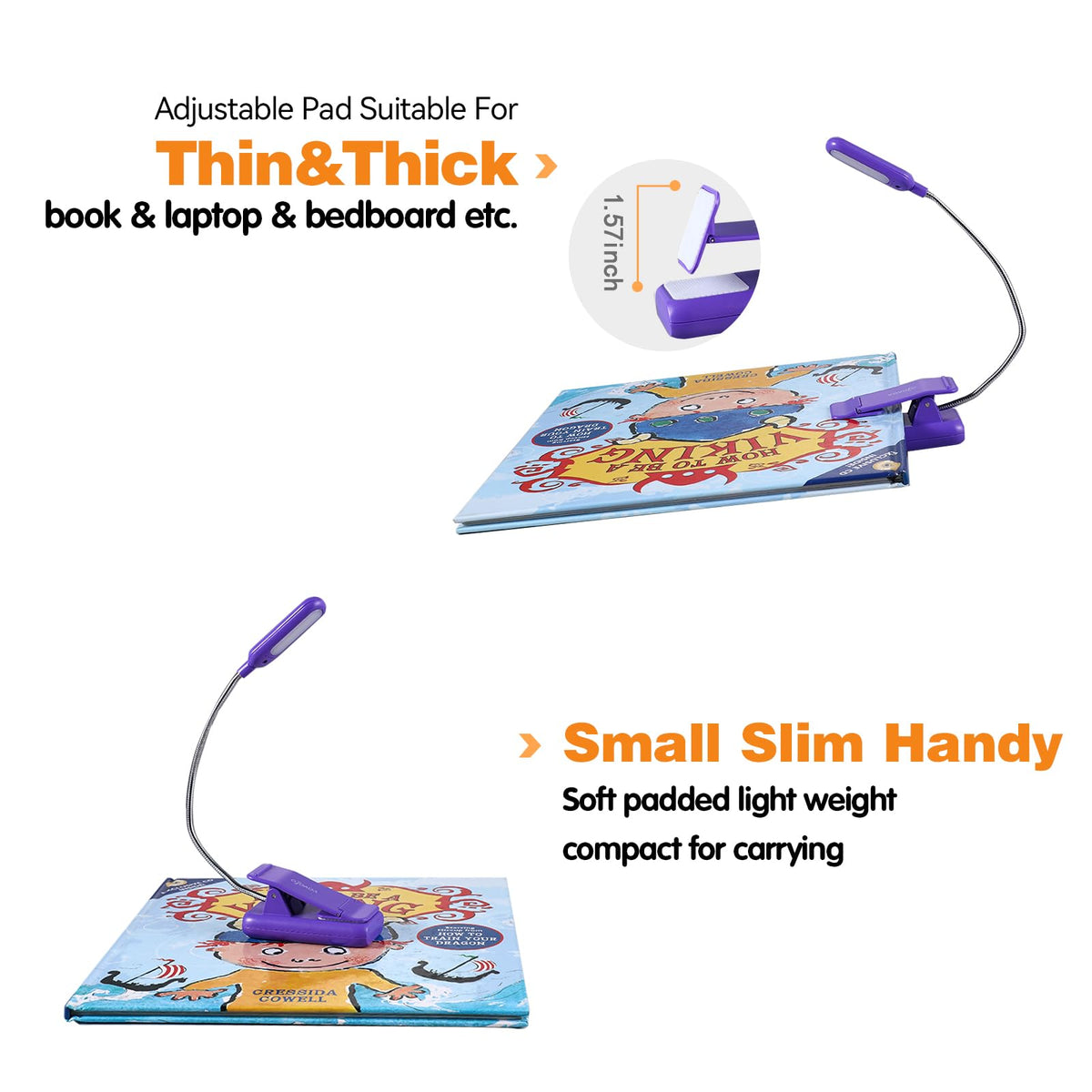 VAVOFO Rechargeable Reading Light, Clip on Book Light for Reading in Bed