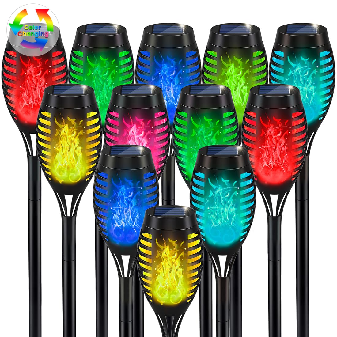 IkeeRuic Solar Torch Light with Flickering Flame for Halloween Decorations