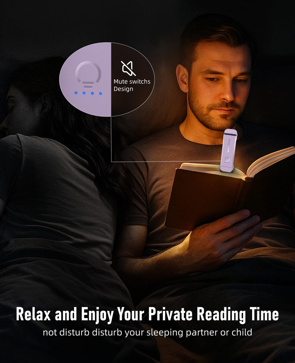 HIONXMGA Book Light,Rechargeable Reading Light for Books in Bed at Night