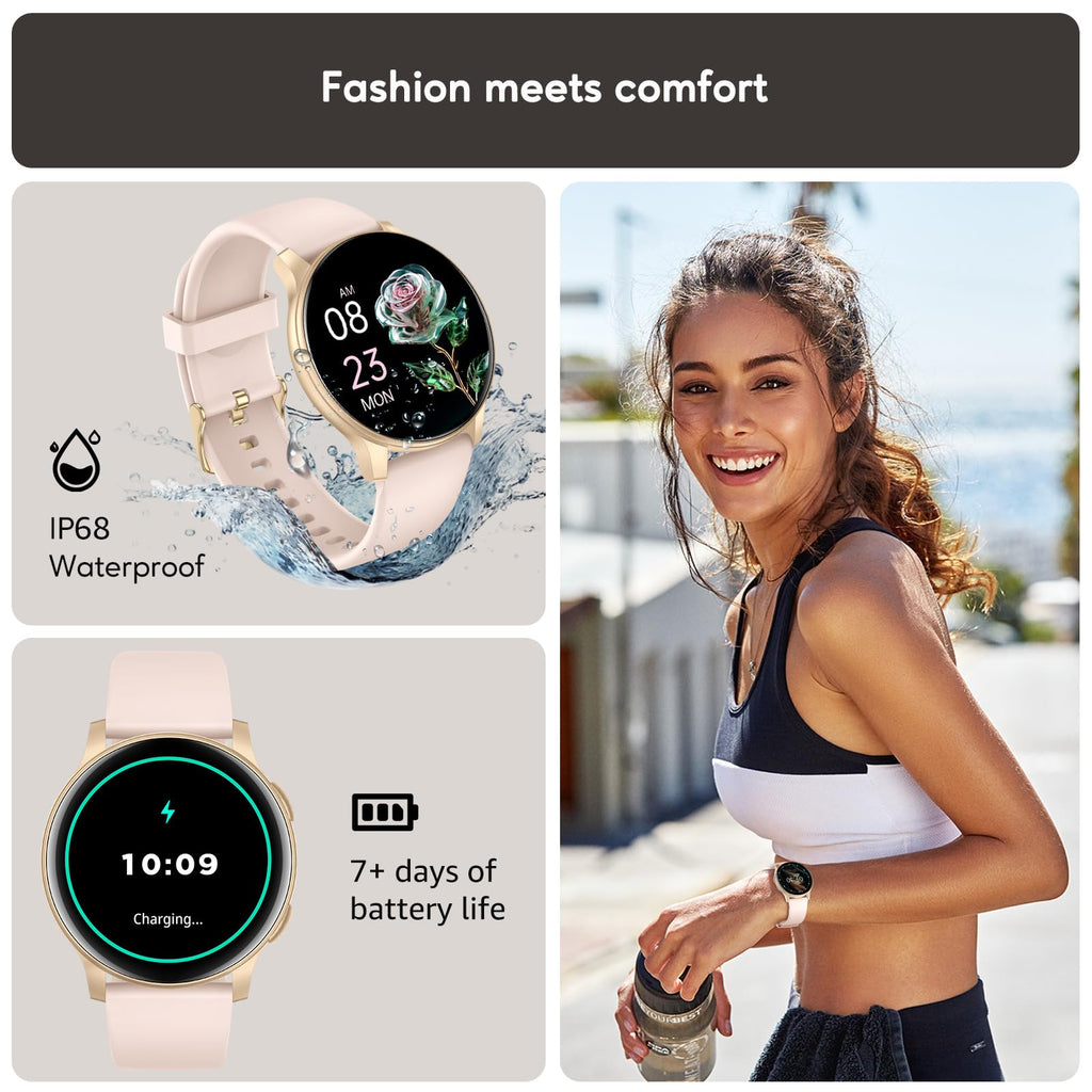 AcclaFit Smart Watch Answer/Make Call,1.38" Smart Watches for Women Men,Fitness Tracker Watch with Heart Rate/Sleep Monitor,120+ Sports,IP68 Waterproof Step Counter Watch Compatible with Android IOS