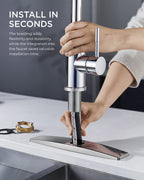 FORIOUS Kitchen Faucet with Cup Washer, Pull Down Sprayer, Brushed Nickel