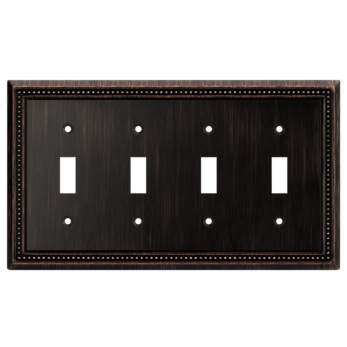 Sunken Pearls Heavy-Duty 4 Toggle Light Switch Plate, Antique Brass, 1 Pack