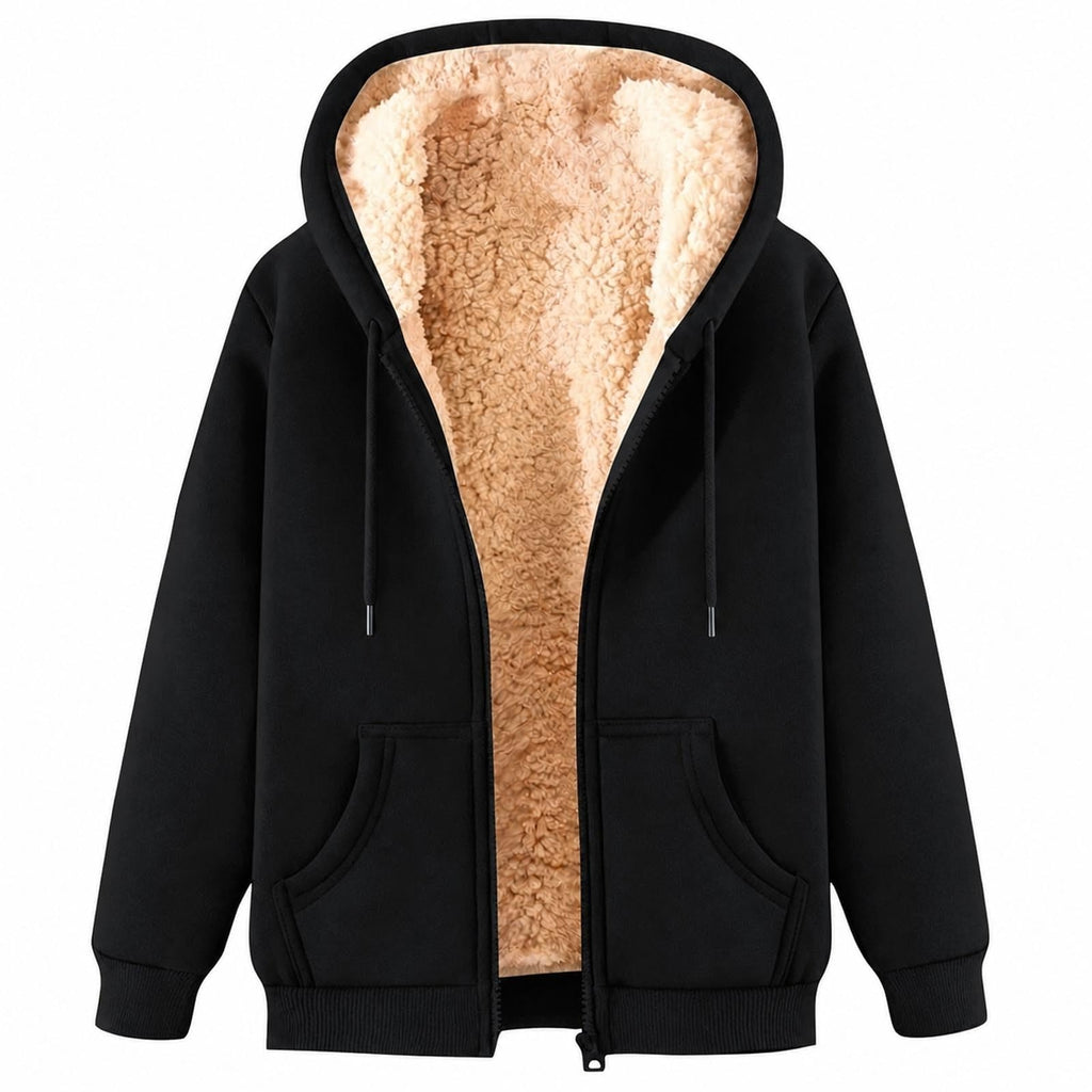 Womens Teddy Fleece Hoodies Sherpa Lined Fuzzy Jacket with Pockets Full Zip Hooded Adjustable Sweatshirts Ladies Winter Warm Jumper Coat Outwear Thermal Outfits Clothing