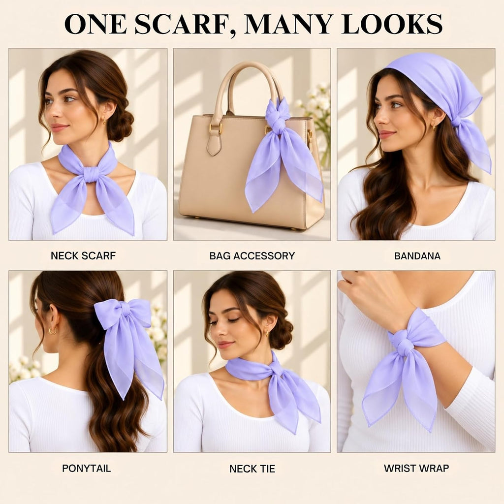 WESTEND CHOICE Square Chiffon Scarves Women's Neck Scarf 50s Retro Bandana