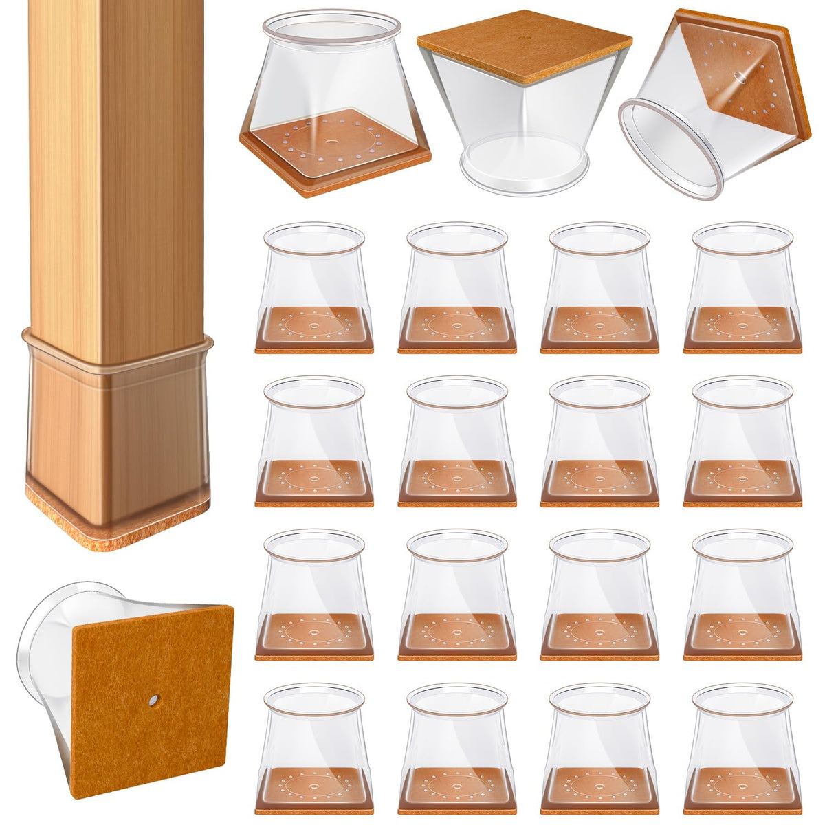 VIUME 24 Pcs Chair Leg Floor Protectors for Hardwood Floors Round