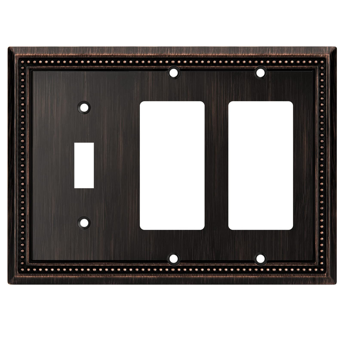 Sunken Pearls Heavy-Duty 4 Toggle Light Switch Plate, Antique Brass, 1 Pack